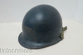 Post Wwii Us Navy M1 Helmet Swivel Bale Rear Seam W/ Firestone Liner C.  1951 - 52