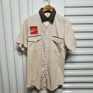 Vtg Coca Cola Uniform Button Up Shirt Riverside Size Medium Short Sleeve Patch