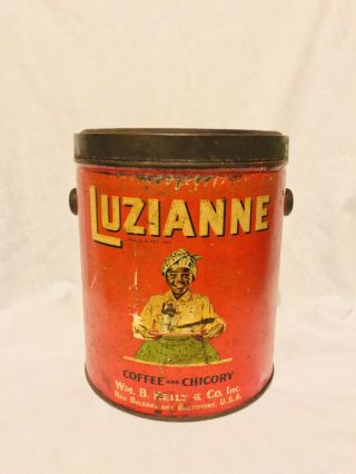 Vintage 1928 3lb Luzianne Coffee & Chicory Tin Can W/ Lid Orleans Baltimore