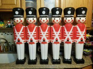 Set Of 6 Vintage Union Products 30 " Christmas Blow Mold Toy Soldiers Nutcracker