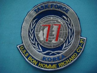 Korea War Patch,  Uss Navy Bonhomme Richard 77 Task Force Cv - 31