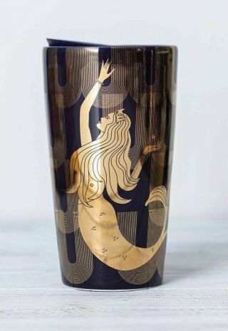 Starbucks - 2020 Holiday Siren Mermaid Ceramic 12oz - Travel Mug With Lid