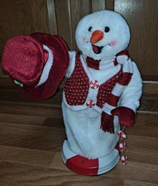 Gemmy Frosty The Snowman Dancing Spinning Candy Peppermint Twist Animated 17 "