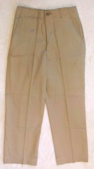 Vintage 1951 Us Army Korean War Era Khaki Cotton Trousers 30x33 Chinos Pants