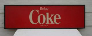 Vintage Coca Cola Sign - " Enjoy Coke " - Plexi - Glass - 12 " X 39 1/2 "