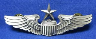 Korean War Sterling Usaf Air Force Senior Pilot 3 Inch Wings Badge By Meyer