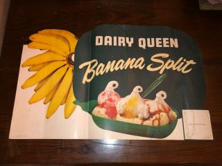1960’s Dairy Queen Banana Split Paper Advertisement Ice Cream 22”x14”