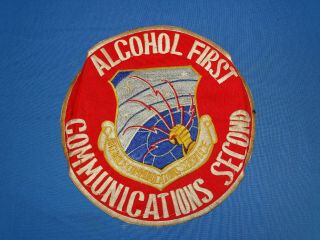 Korean - Vietnam War Era Jacket Patch,  Usaf Communications,  Alcohol First 9 1/2 "