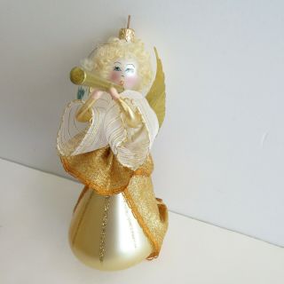 Soffieria De Carlini Italy Blown Glass Ornament Angel With Horn 7 Inches