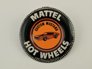 Vintage 1967 Mattel Hot Wheels Custom Mustang Tin Button Badge