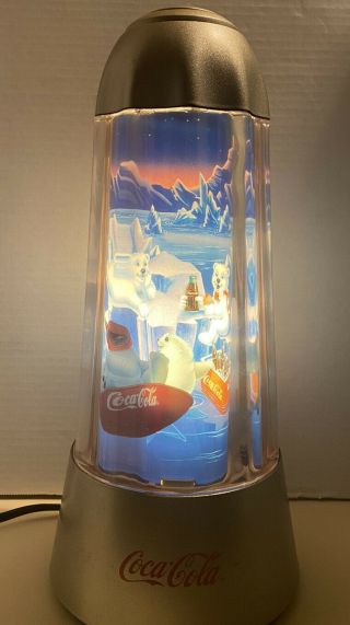Vintage Coca Cola Animated Light Up Polar Bear Lamp Night Light Rotates See Desc