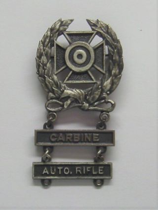 Army Basic Qualification Expert Badge With Carbine & Auto Rifle Bars Sterling
