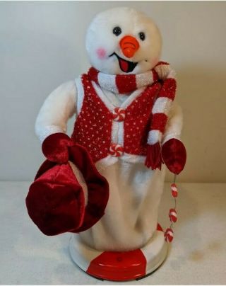 Gemmy Frosty The Snowman Dancing Spinning Snowflake Peppermint Twist