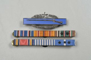 Korean War U.  S.  Combat Infantry Badge W/one Star Group - Sterling