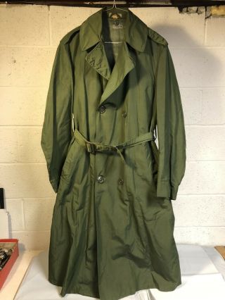 1952 Korean War Usmc Military Trench Rain Coat Jacket M - 1950 Wool Lined Cold Vtg