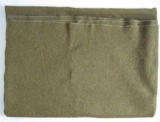 Vintage Korean War Army Military Blanket Olive Drab Green Wool 57 By 80 Inches