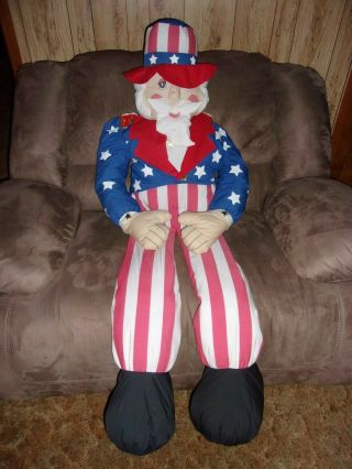 Vintage Uncle Sam 4th Of July Patriotic 5 1/2 Foot Stuffed Fabric Doll