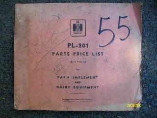 Vintage 1955 Ih International Harvester Pl - 201 Farm,  Dairy Price List