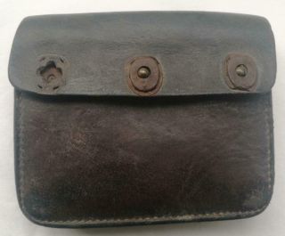 Korean War Chinese Pig Skin Leather Belt Pouch Steel & Brass Dot Fasteners