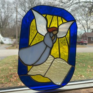 Vintage Stained Glass Angel Christmas Ornament Window Hanging 2