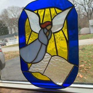 Vintage Stained Glass Angel Christmas Ornament Window Hanging 3