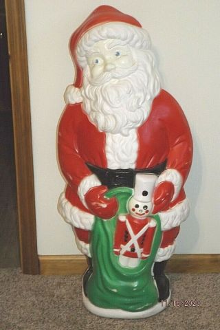 Vintage Grand Venture 38 " Blow Mold Santa Claus With Toy Sack Soldier Christmas