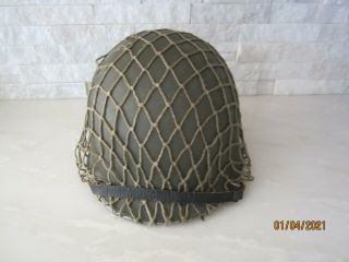 Wwii Korean War Us M1 Helmet With Camo Netting