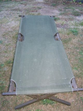 1951 Korean War Military Us Army Canvas/wooden Folding Cot