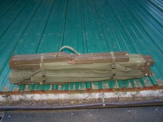 1951 KOREAN WAR MILITARY US ARMY CANVAS/WOODEN FOLDING COT 2