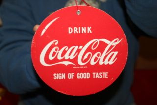 Vintage 1950 ' s Coca Cola Soda Pop 2 Sided Hanging Sign 2