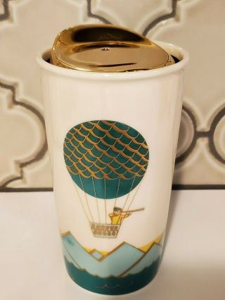 Starbucks Ceramic Travel Mug - Hot Air Balloon,  The Sea,  Mermaid - 12 - Oz.  -