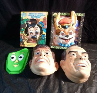 Vintage Halloween Masks & Costumes Ben Cooper,  Nixon,  Jfk,  Gumby,  Mickey Mouse