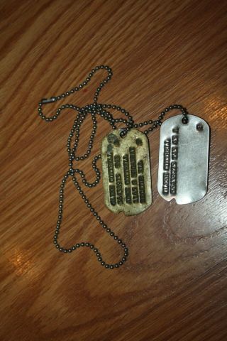 World War Ii Wwii 1942 T43 Army Military Dog Tags Set Decatur,  Illinois Soldier