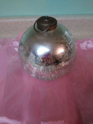 Antique Crackle Mercury Glass Heavy Midwest Kugel Silver Witch Ball Ornament 5 "