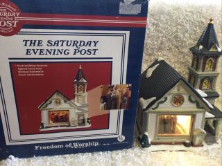 Norman Rockwell Saturday Evening Post Freedom Of Worship Lighted Church