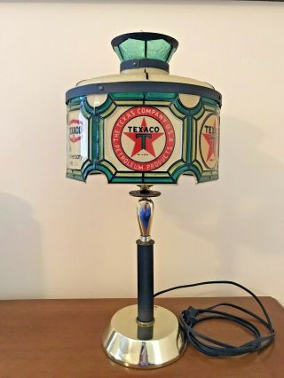 Texaco Memorabilia Vintage 75th Anniversary Lamp Tiffany Style Desk / Wall Mount