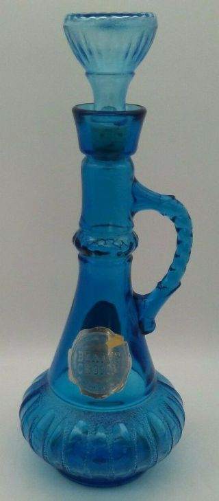 Vintage 1973 Jim Beam Genie,  I Dream Of Jeanie Blue Glass Liquor Decanter Bottle