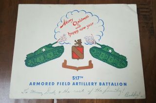 Wwii 517th Armored Field Artillery Battalion Christmas Card