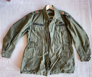 U.  S Korean War Era Od Green M - 1951 Field Jacket Date 1953 Size Medium - Regular