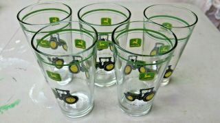 5 Drinking Glasses 16oz John Deere Tractor Authentic Nothing Runs Like A Deere