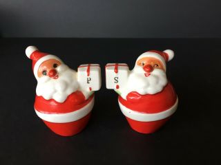 Vtg Holt Howard Roly Poly Santa Claus Salt & Pepper Shakers Christmas Japan