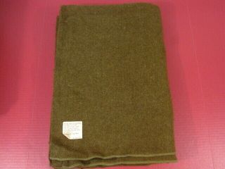 Korea Era Us Army Brown Wool Blanket - Dated 1951 -