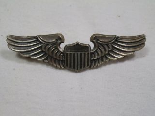 Korean War Sterling Silver Us Air Force Pilot Full Size 3 " Wings Badge - Dc