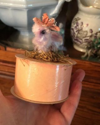 Vintage Antique Easter Chenille Chick Candy Container Adorable