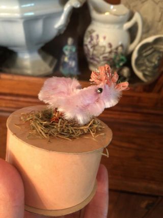 Vintage Antique EASTER Chenille Chick Candy Container Adorable 3