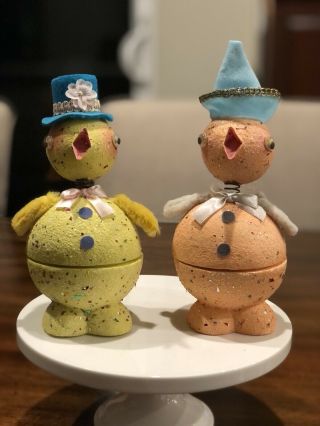 Two Vintage Inspired Easter Chick Bobble Heads