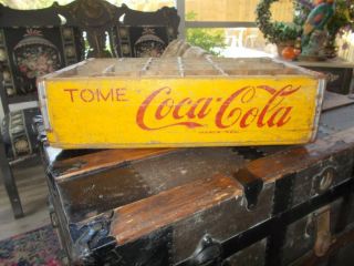 Vintage Mexico Tome Coca - Cola Wood Bottle Crate Advertising Holds 24 Bottles