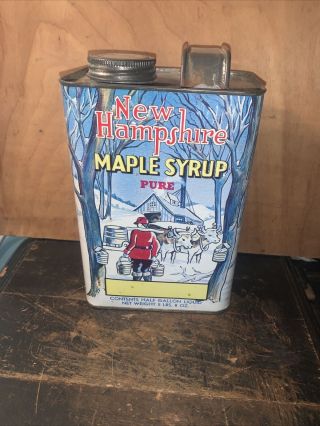 Vintage Maple Syrup - Tin Can - Hampshire 1/2 Gallon Early Tin Color