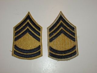 E3134 Korean War Era Us Army Chevrons Blue/yellow Sergeant First Class Pair R1c