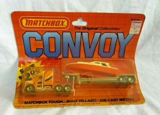 Vintage 1983 Matchbox Convoy Kenworth Conventional Boat Transporter In Packaging